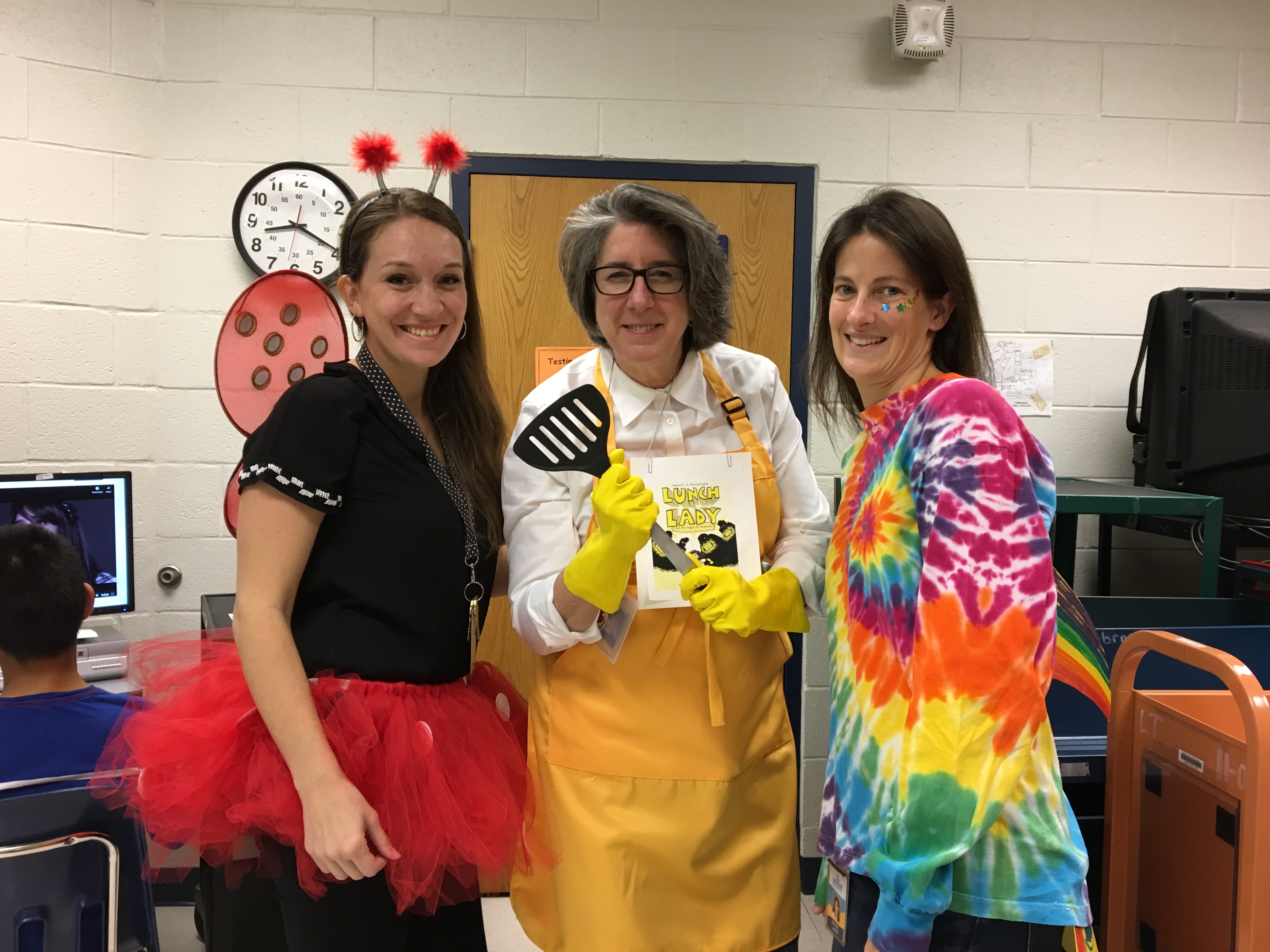 photo of teachers/students dressed as book characters